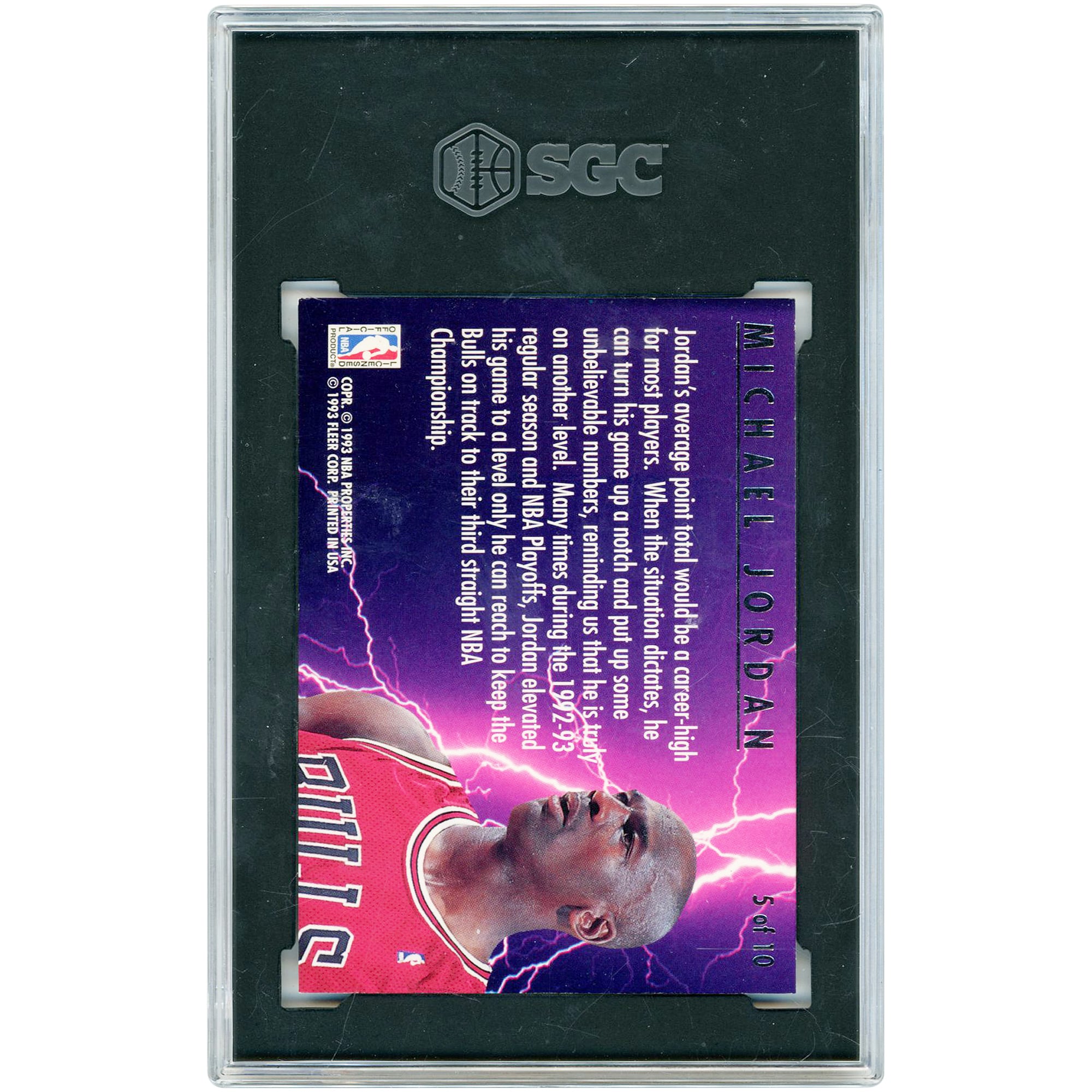 Carte authentifiée SGC n° 8 de Michael Jordan, Chicago Bulls, saison 1993-94, Fleer Ultra Scoring Kings, n° 5