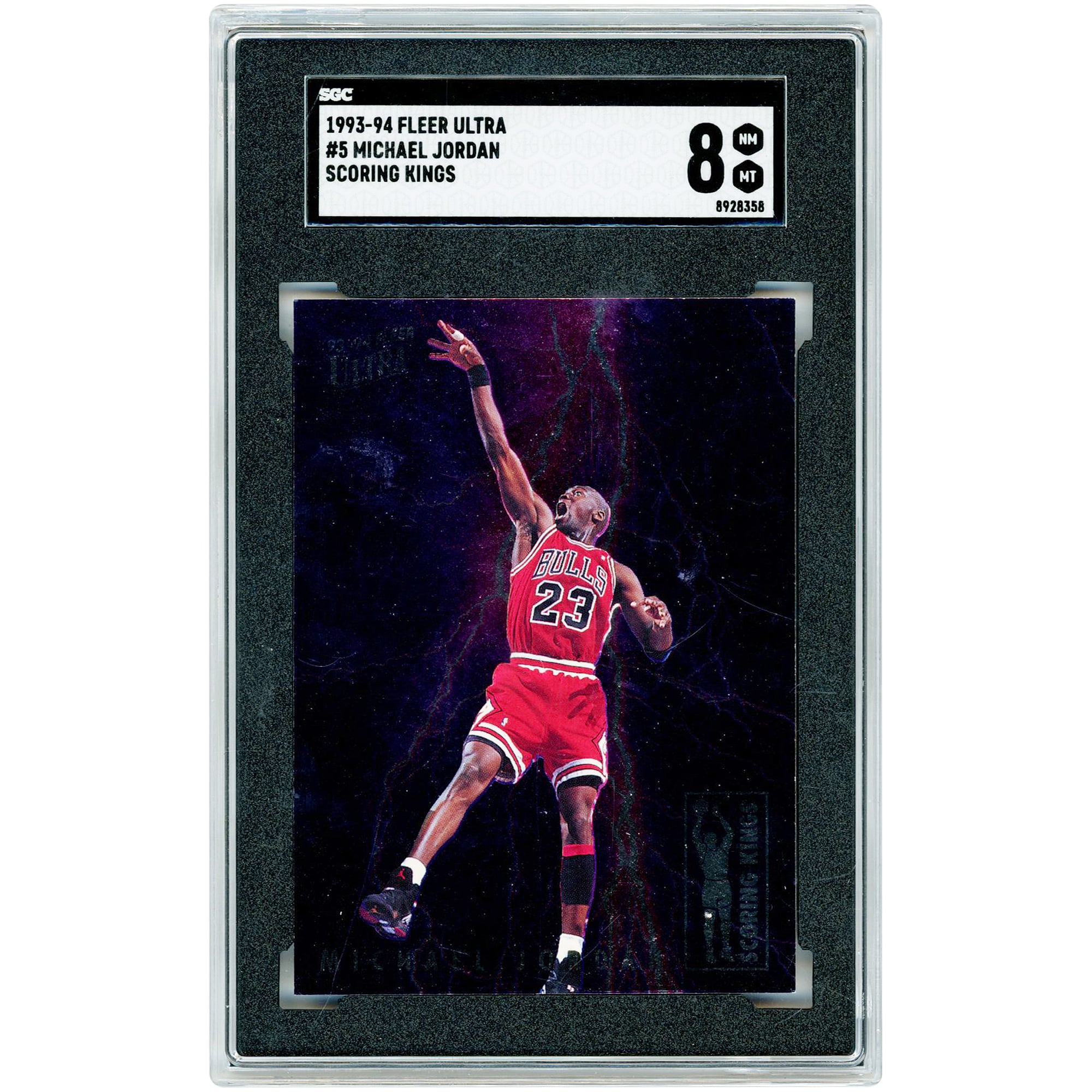 Carte authentifiée SGC n° 8 de Michael Jordan, Chicago Bulls, saison 1993-94, Fleer Ultra Scoring Kings, n° 5
