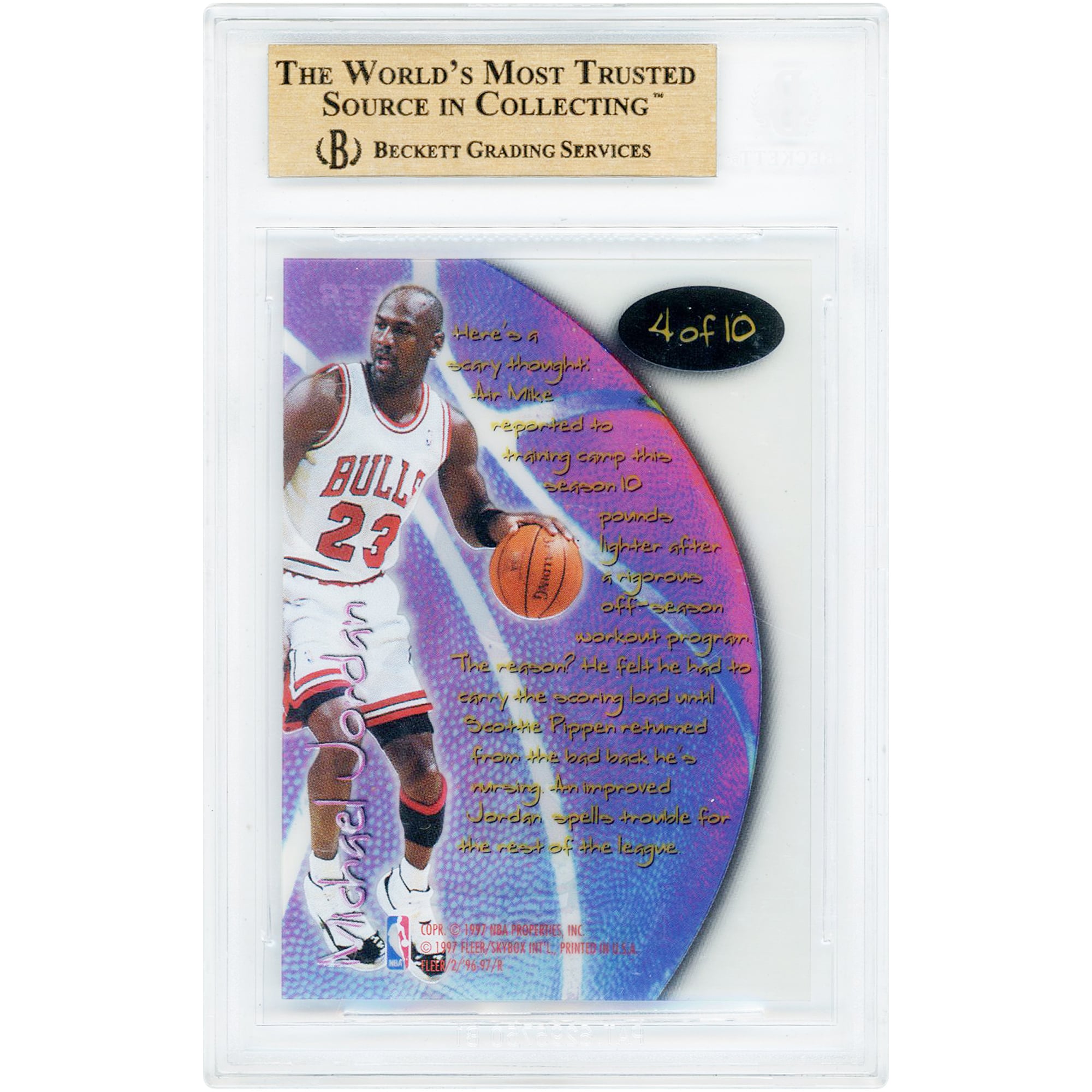 Michael Jordan Chicago Bulls 1996-97 Fleer Total O #4 BGS Authenticated 9.5 Card