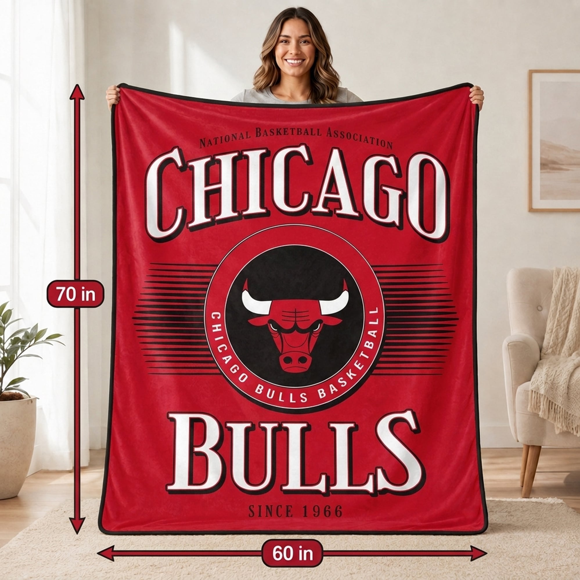 Couverture ultra douce Pegasus Chicago Bulls Spotlight Arch 60" x 70"