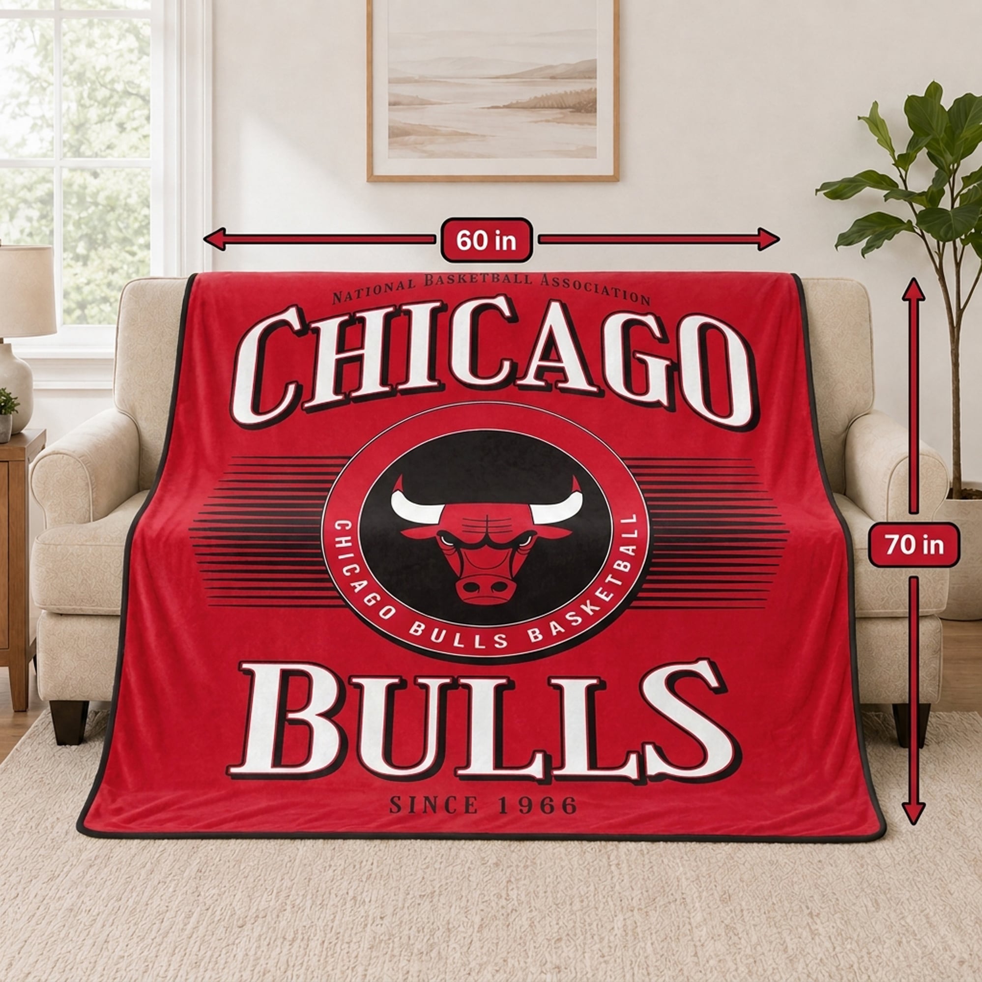 Couverture ultra douce Pegasus Chicago Bulls Spotlight Arch 60" x 70"