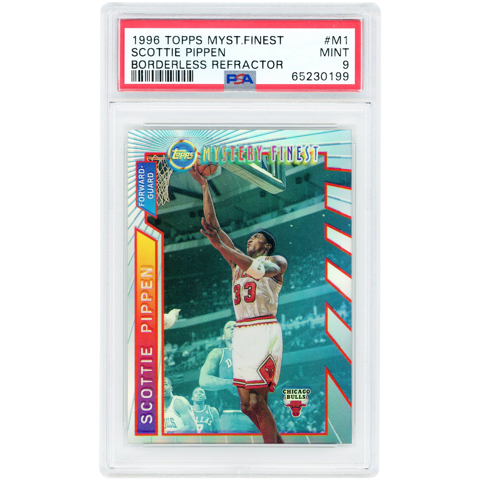 Scottie Pippen Chicago Bulls 1996 Topps Mystery Finest Borderless Refractor #M1 PSA Authenticated 9 Card