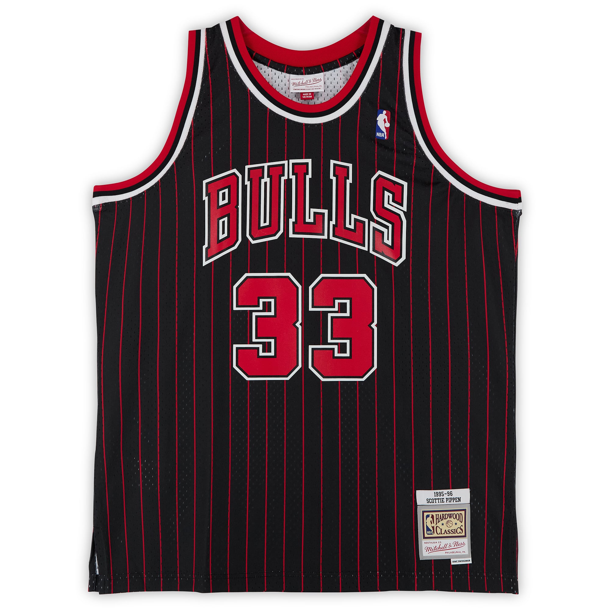 Scottie Pippen Chicago Bulls Autographed Black Mitchell & Ness 1995 Pinstripe Swingman Jersey with "6X Champ" Inscription