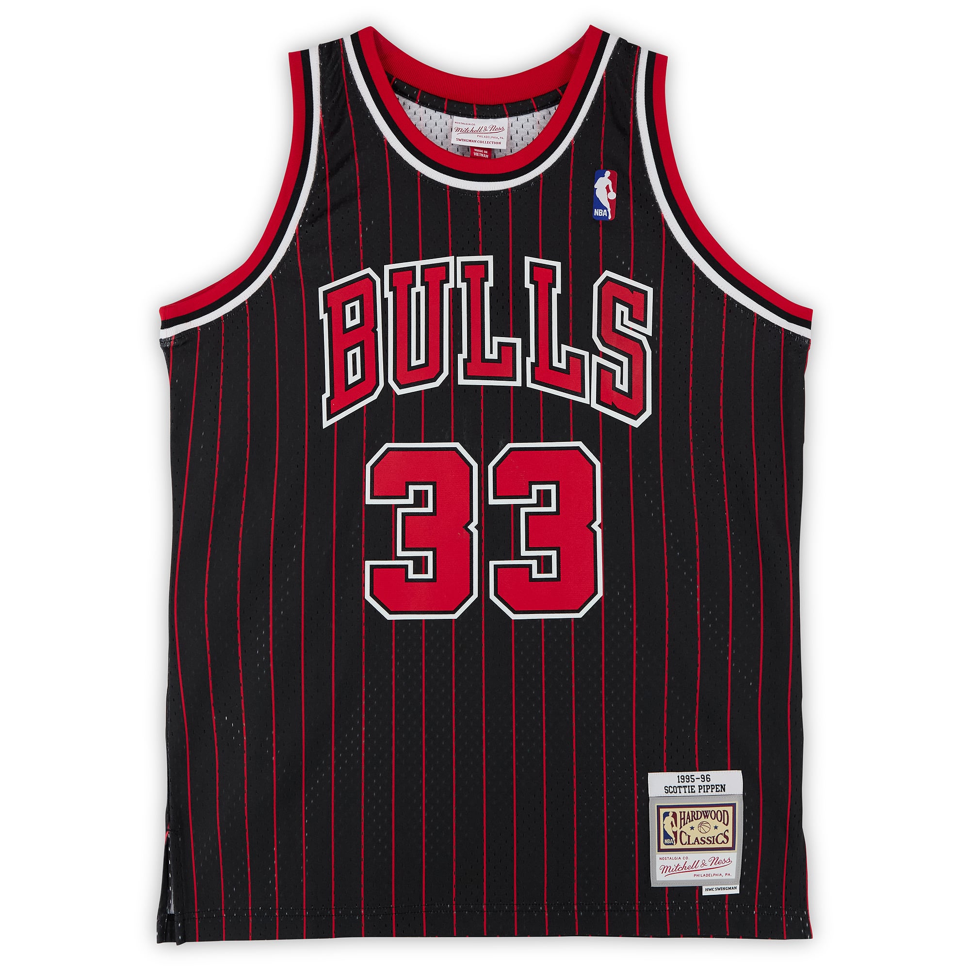 Scottie Pippen Chicago Bulls Autographed Black Mitchell & Ness 1995 Pinstripe Swingman Jersey with "HOF 10" Inscription