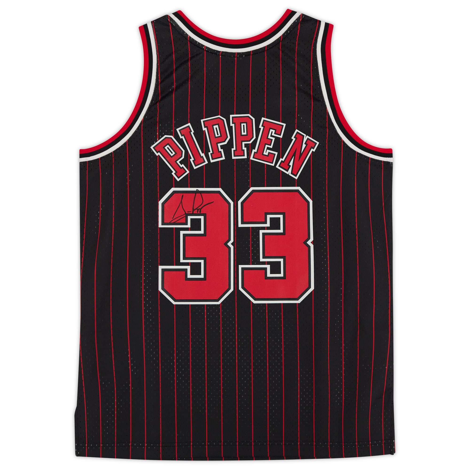 Scottie Pippen Chicago Bulls Autographed Mitchell & Ness Black 1995-96 Pinstripe Swingman Jersey