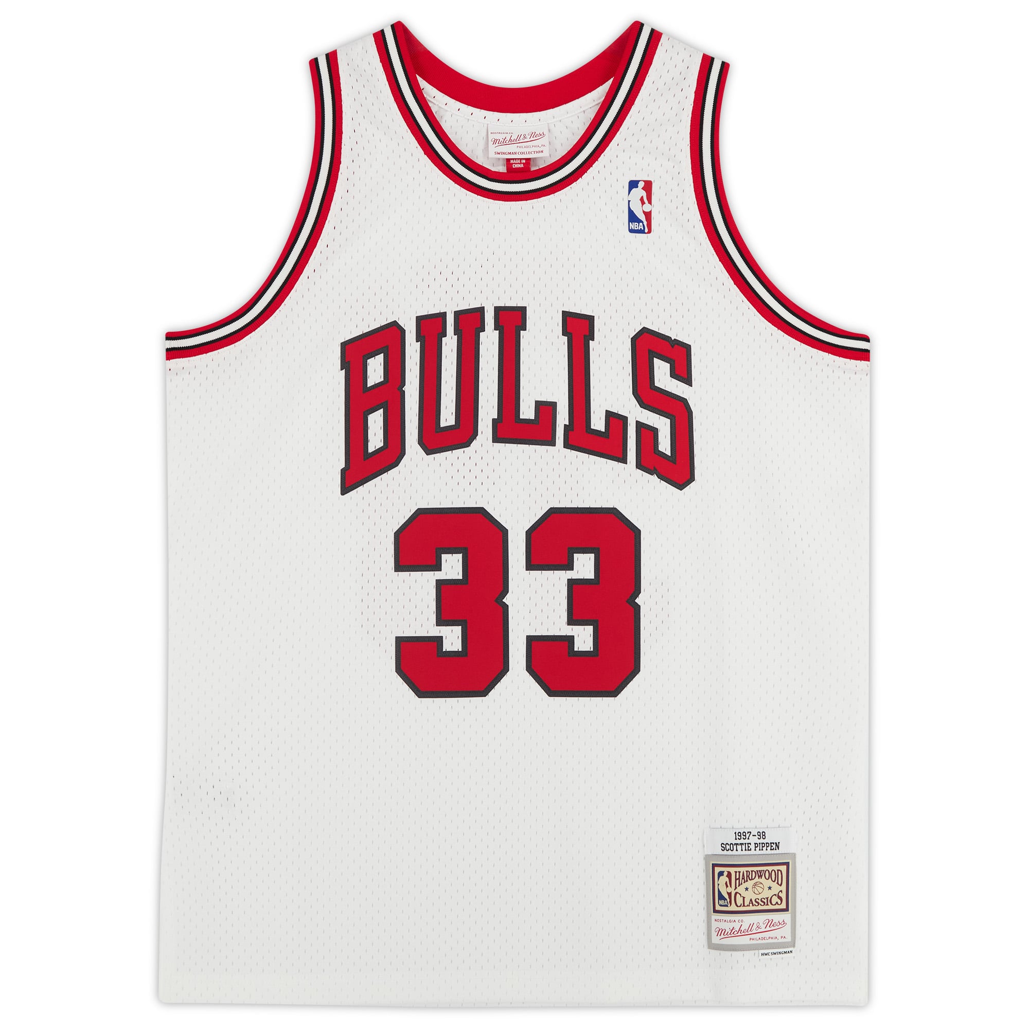 Scottie Pippen Chicago Bulls Autographed Mitchell & Ness White 1997-1998 Swingman Jersey with "HOF 2010" Inscription