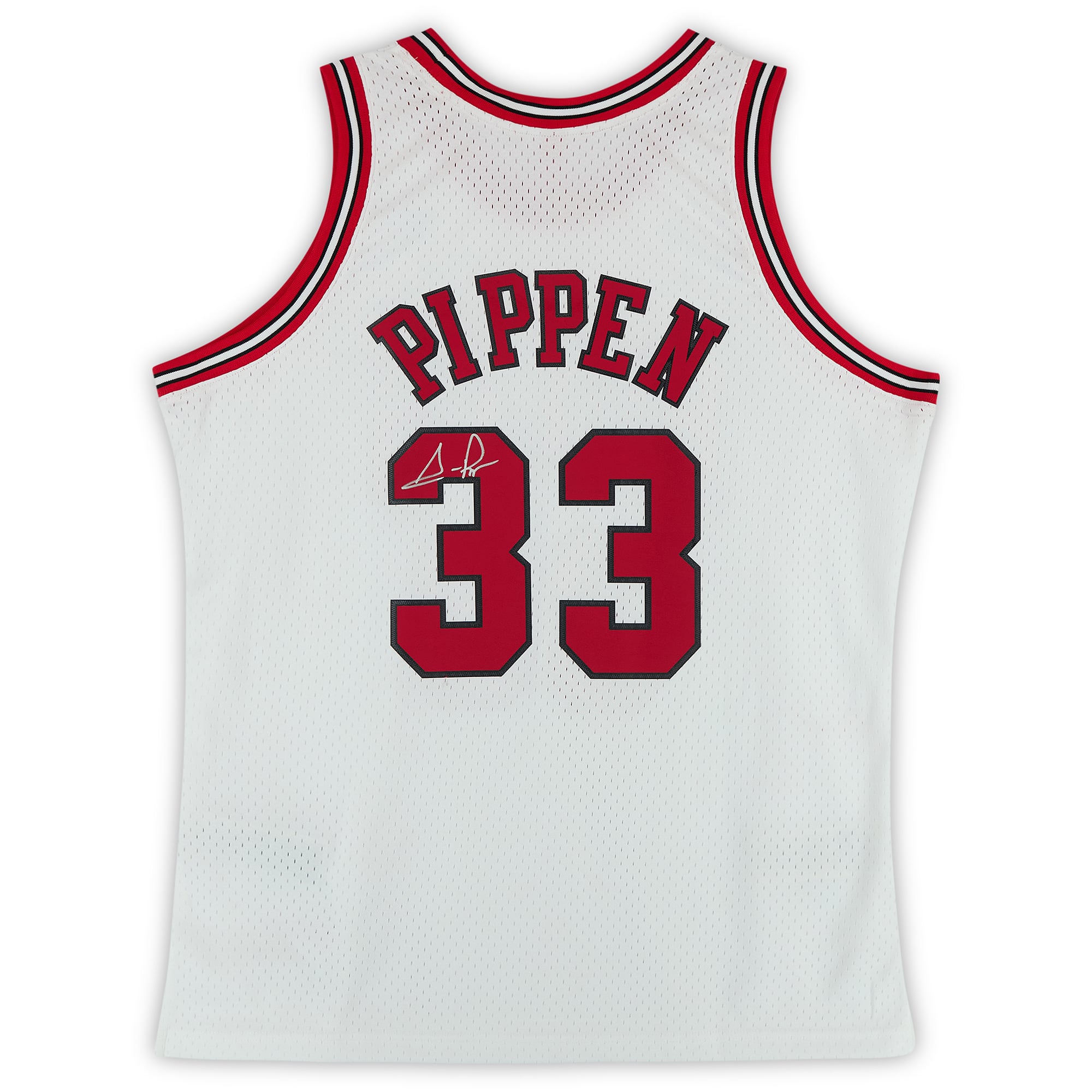 Maillot Swingman autographié par Scottie Pippen des Chicago Bulls, Mitchell & Ness, blanc, 1997-1998