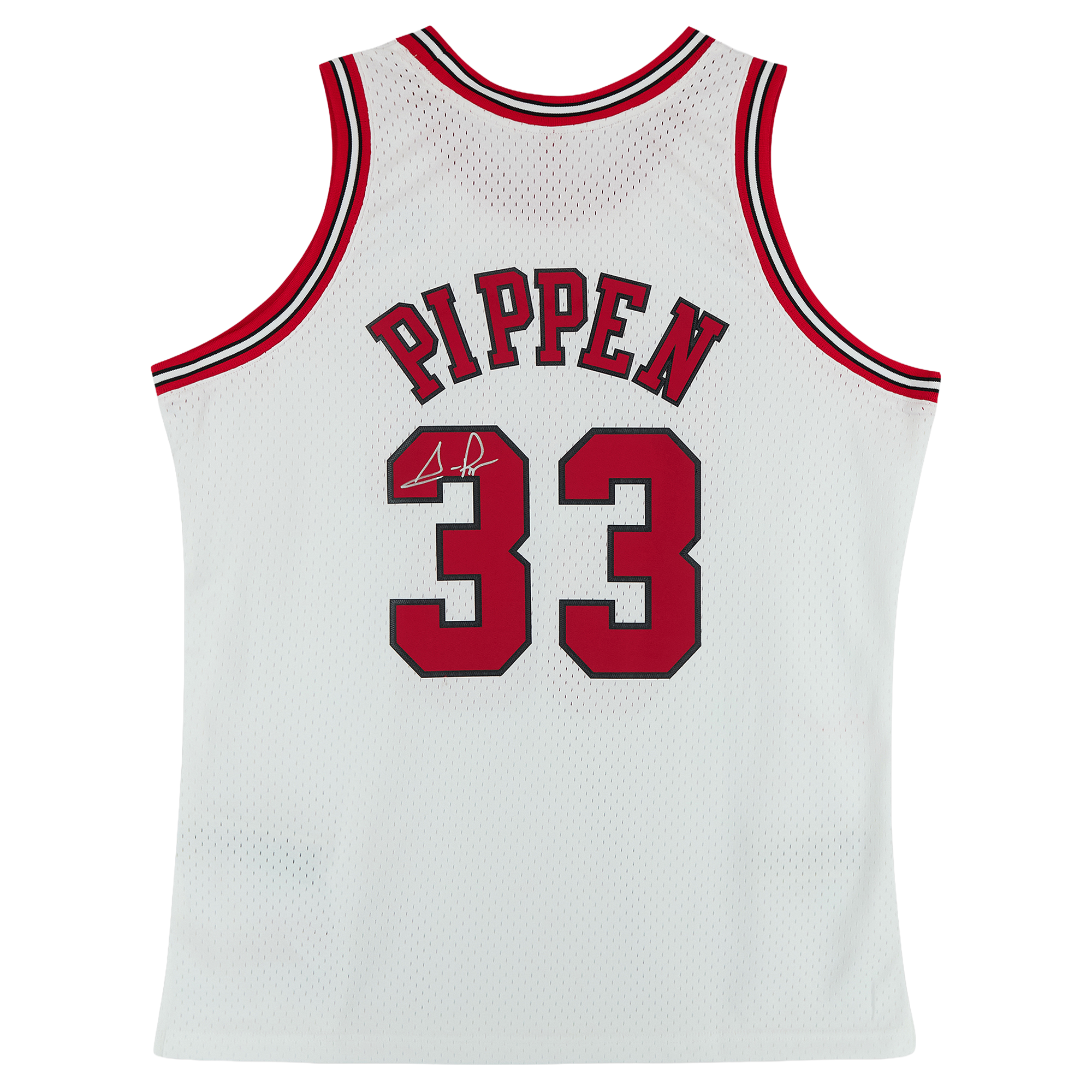 Maillot Swingman autographié par Scottie Pippen des Chicago Bulls, Mitchell & Ness, blanc, 1997-1998