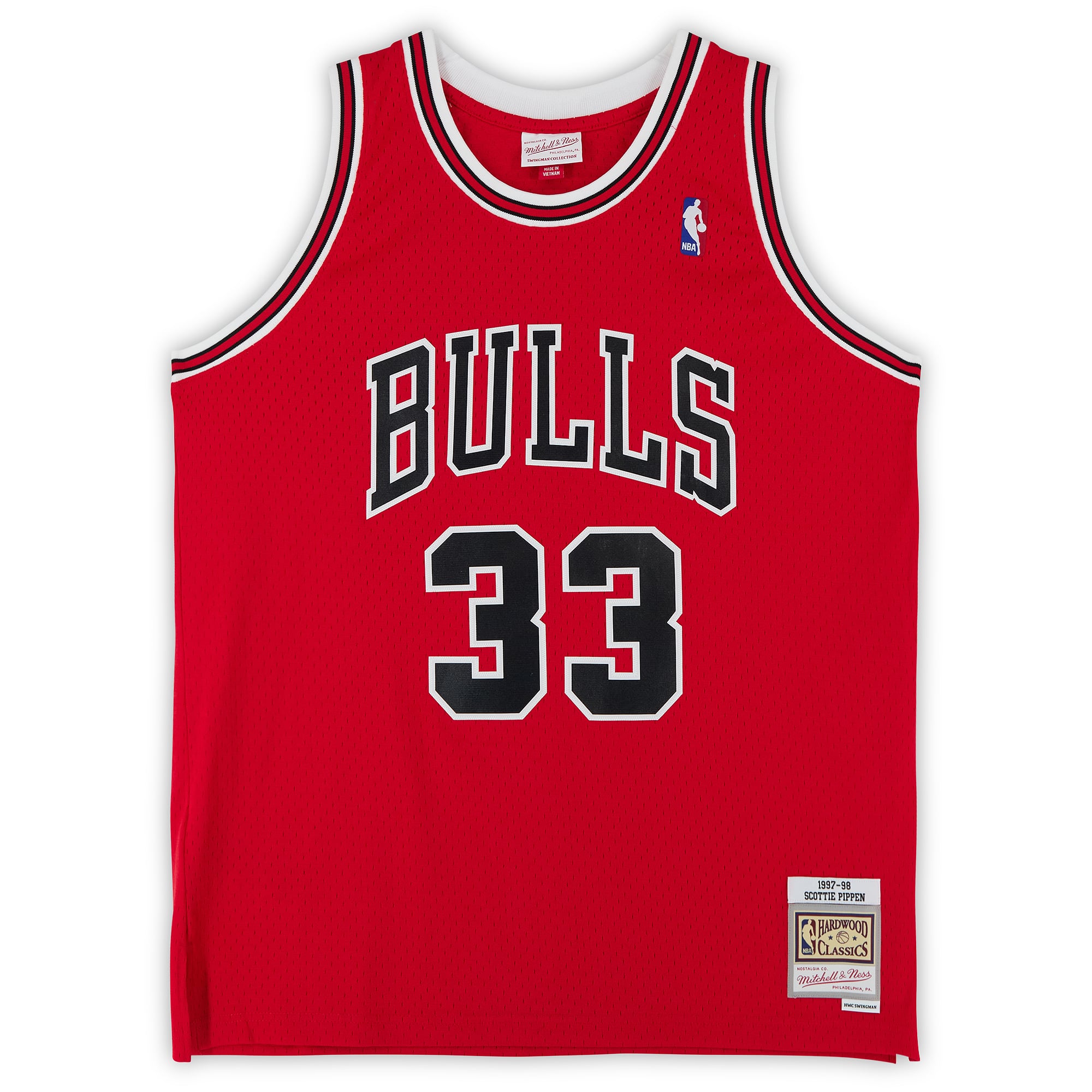 Scottie Pippen Chicago Bulls Autographed Red Mitchell & Ness 1997 Swingman Jersey with "HOF 10" Inscription
