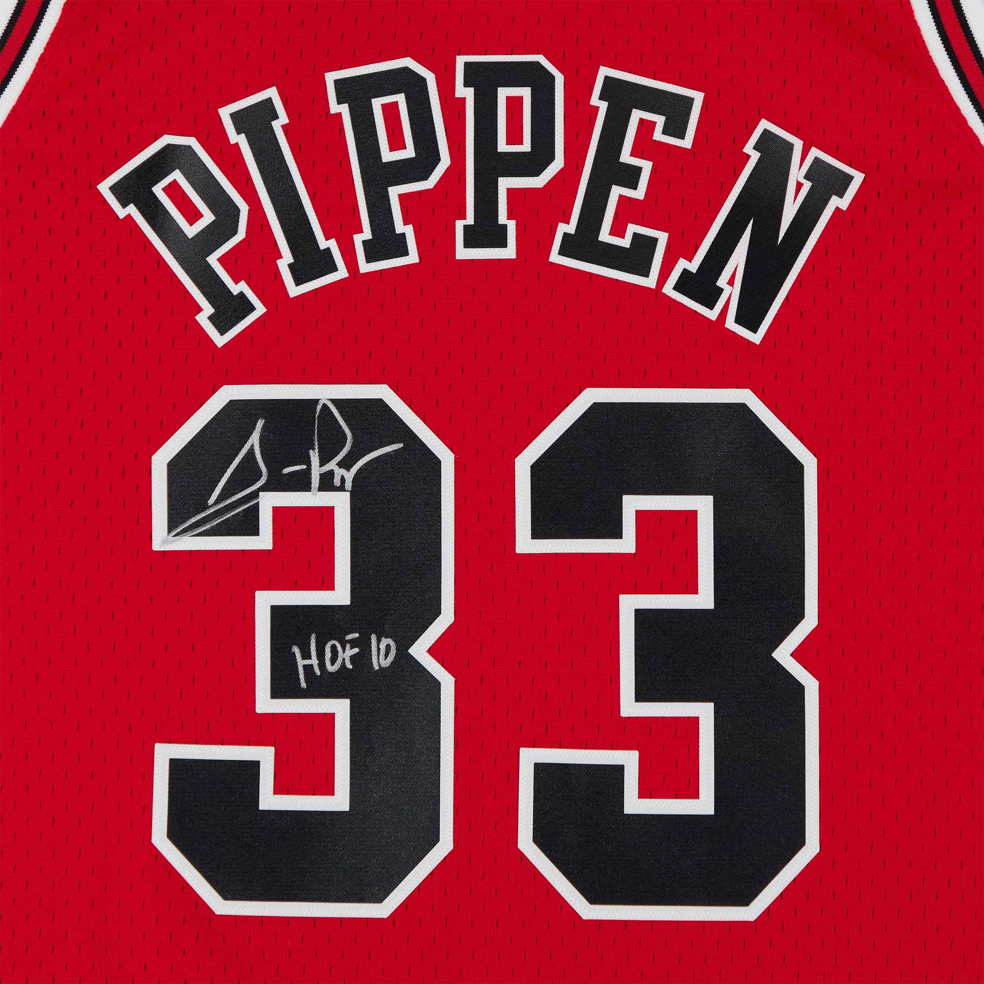 Scottie Pippen Chicago Bulls Autographed Red Mitchell & Ness 1997 Swingman Jersey with "HOF 10" Inscription