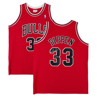 Scottie Pippen Chicago Bulls Autographed Fanatics Authentic Red Mitchell & Ness 1997 Swingman Jersey with "HOF 10" Inscription
