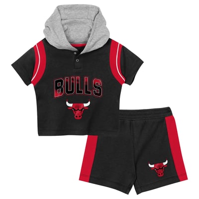 Chicago Bulls Outerstuff Toddler Get Back Short Sleeve Hoodie & Shorts Two-Pack Set - Black
