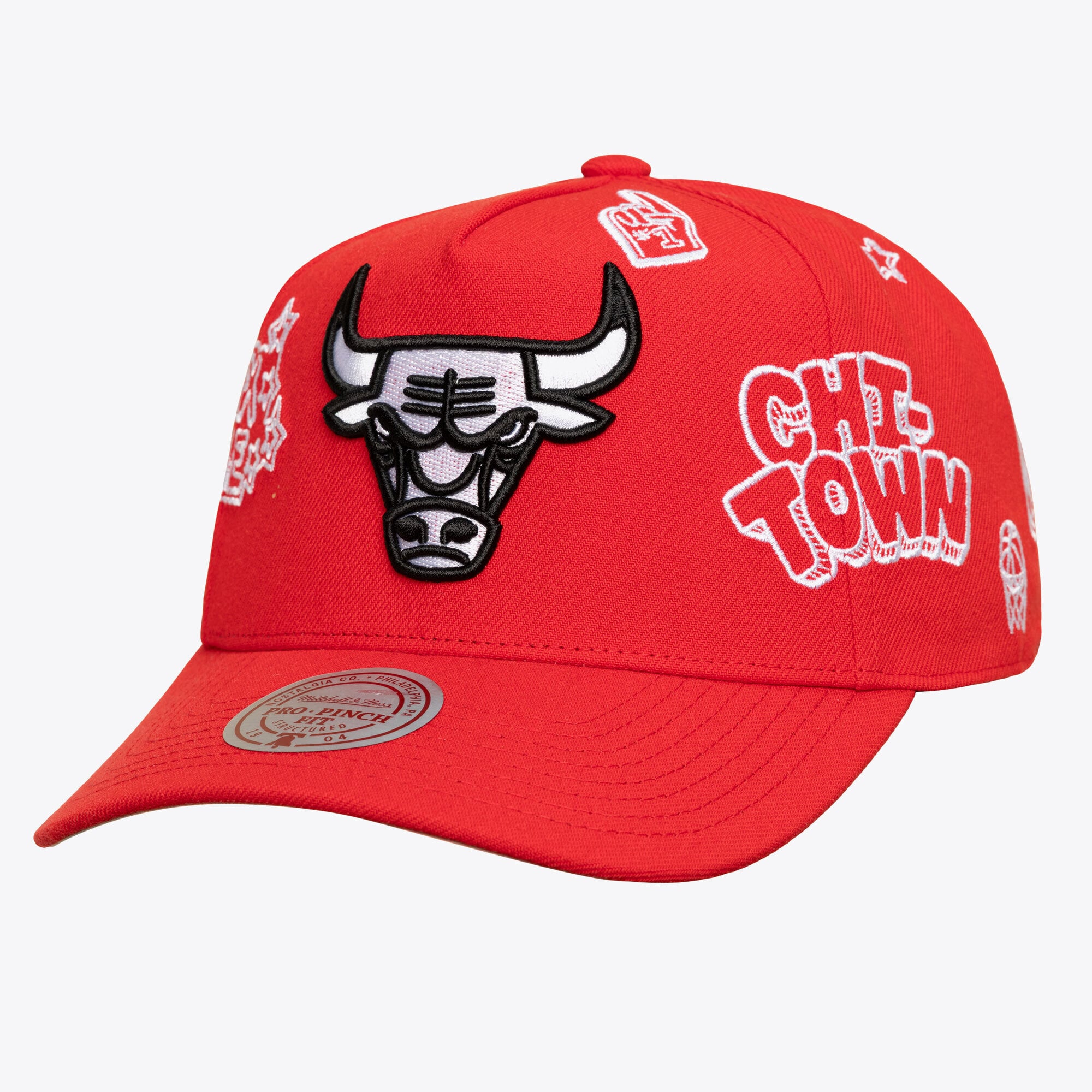 Casquette unisexe Mitchell & Ness rouge Chicago Bulls Downtown Doodle Pro