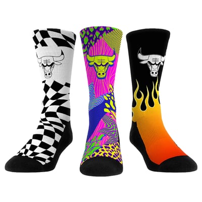  Chicago Bulls Rock Em Unisex Team Vibes Three-Pack Crew Socks Set - Red