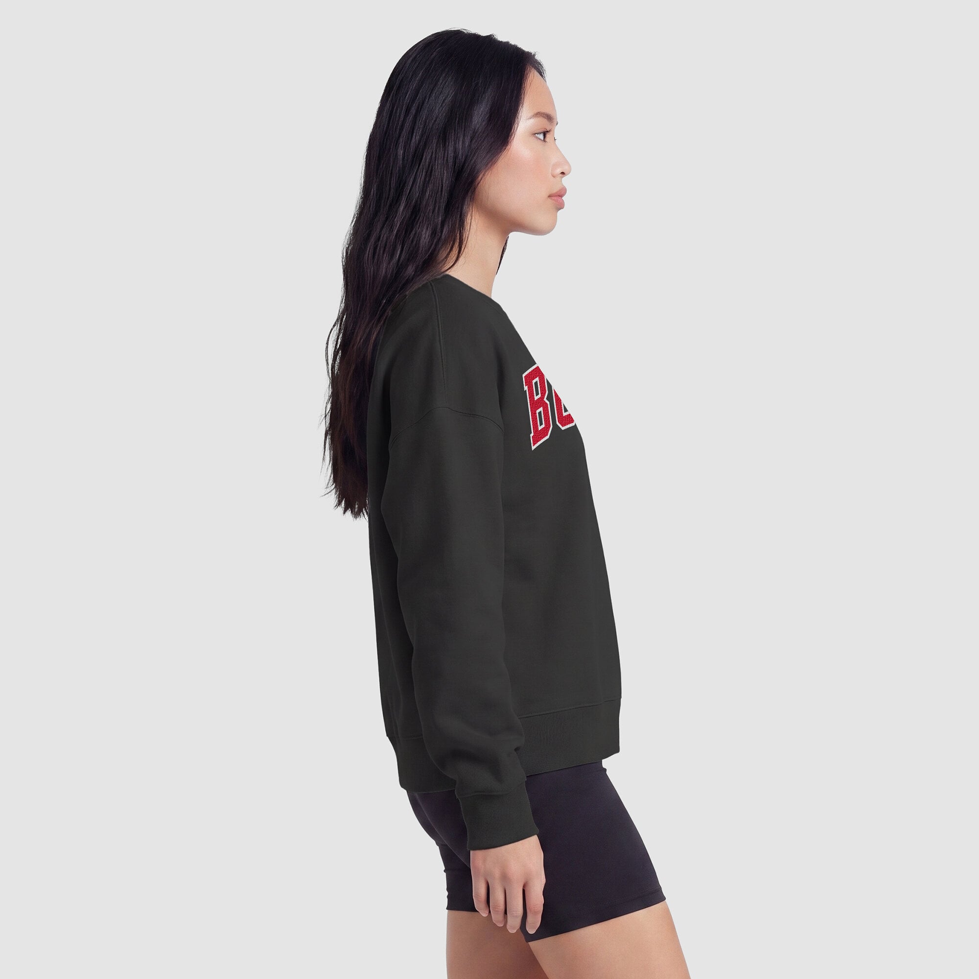 Sweat-shirt à col rond contrasté Champion noir Chicago Bulls pour femme