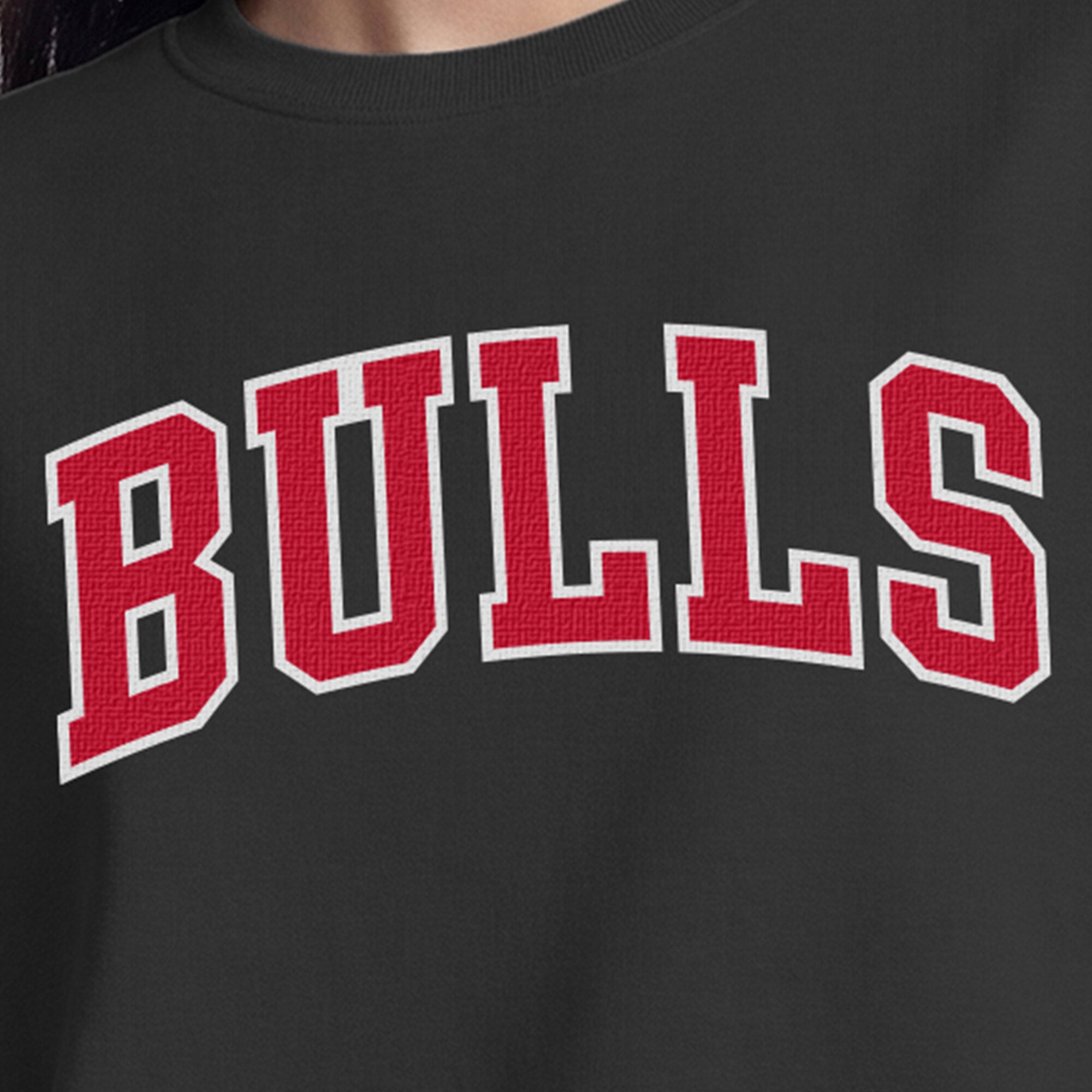 Sweat-shirt à col rond contrasté Champion noir Chicago Bulls pour femme