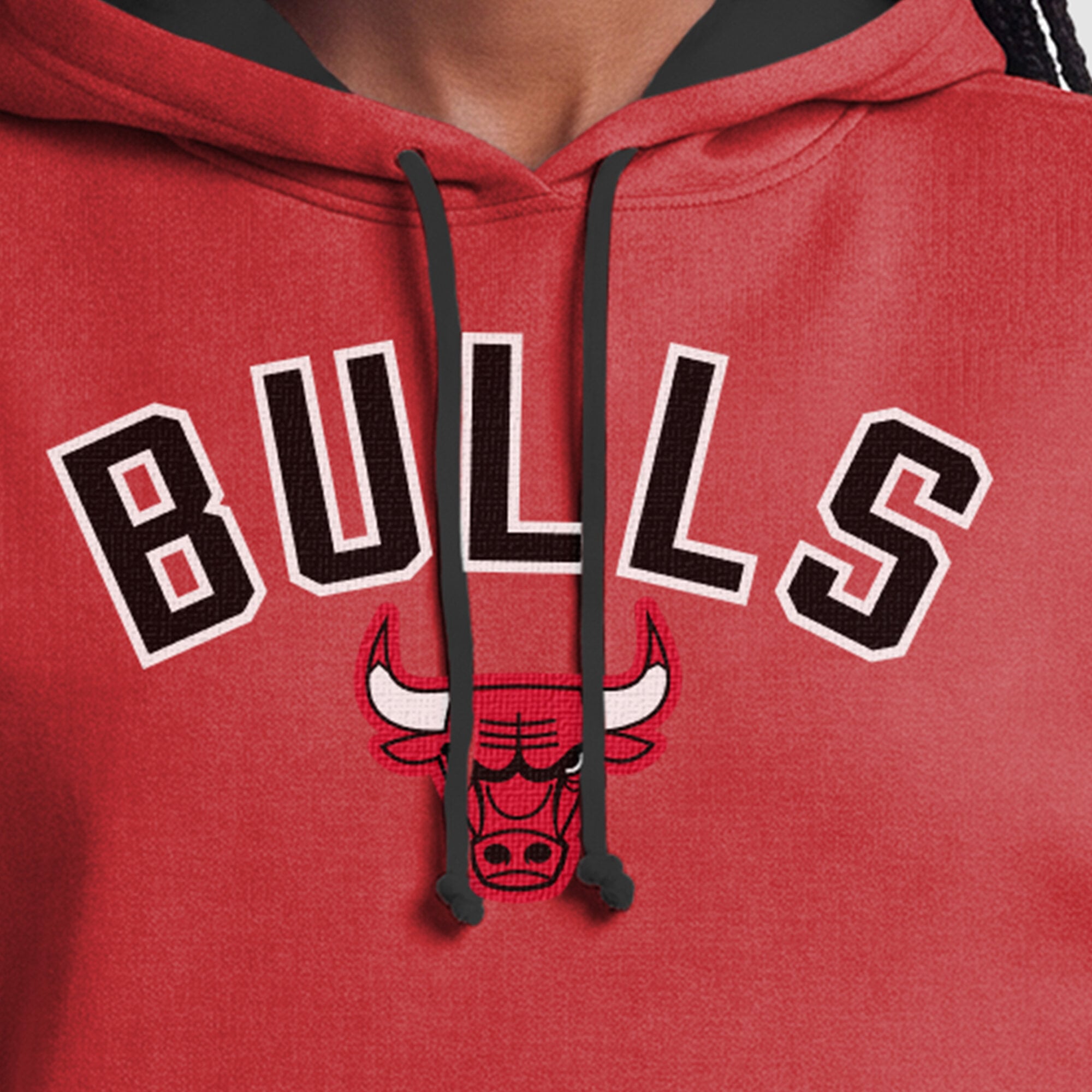 Sweat à capuche Champion rouge Chicago Bulls pour femme avec doublure contrastée
