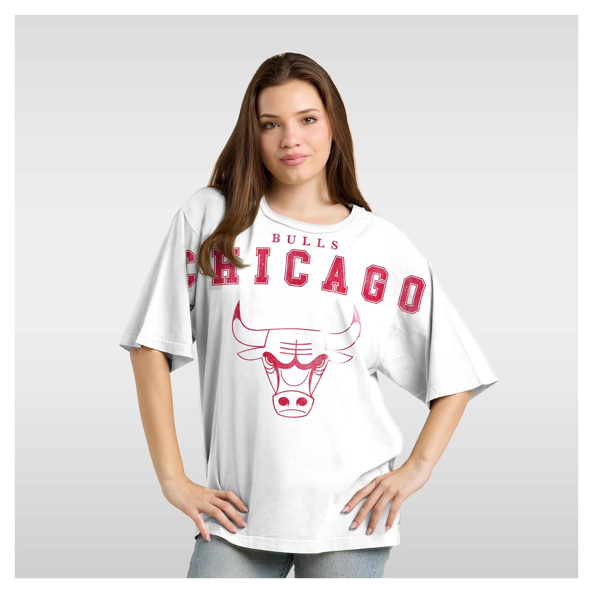 Women's Fanatics  White Chicago Bulls Spirit Relaxed Jersey T-Shirt