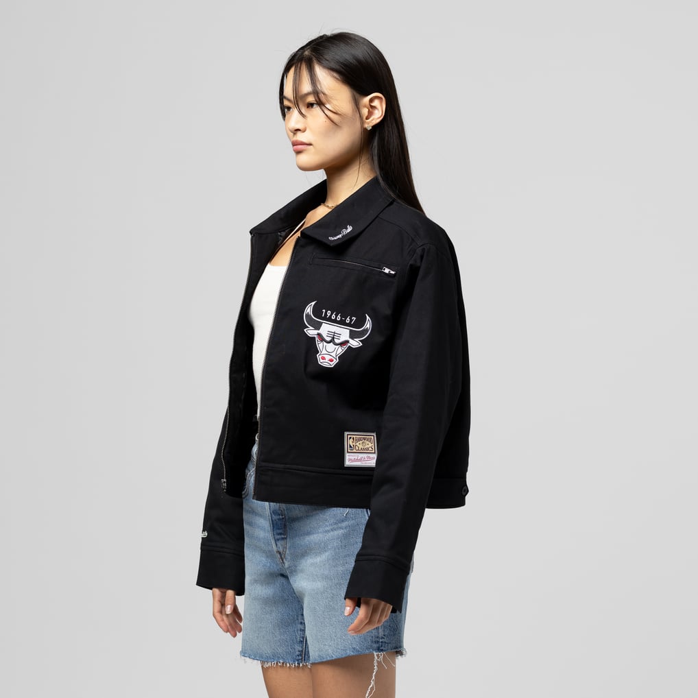 Chicago Bulls Mitchell & Ness Women's Full-Zip Mechanic Jacket - Black
