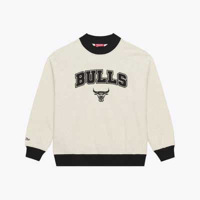 Chicago Bulls Mitchell & Ness Women's Cookies & Cream Ribbed Mock Neck Sweatshirt - Oatmeal
