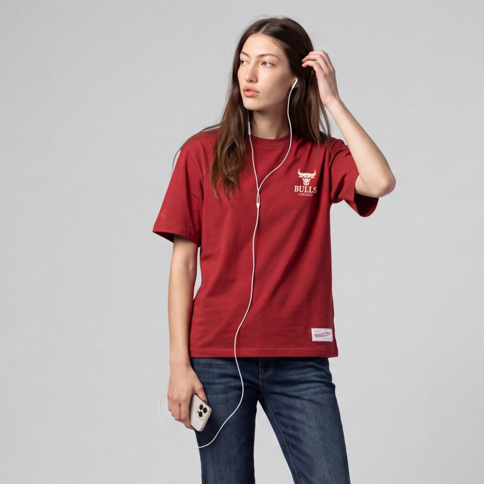 T-shirt essentiel Mitchell & Ness rouge Chicago Bulls pour femmes