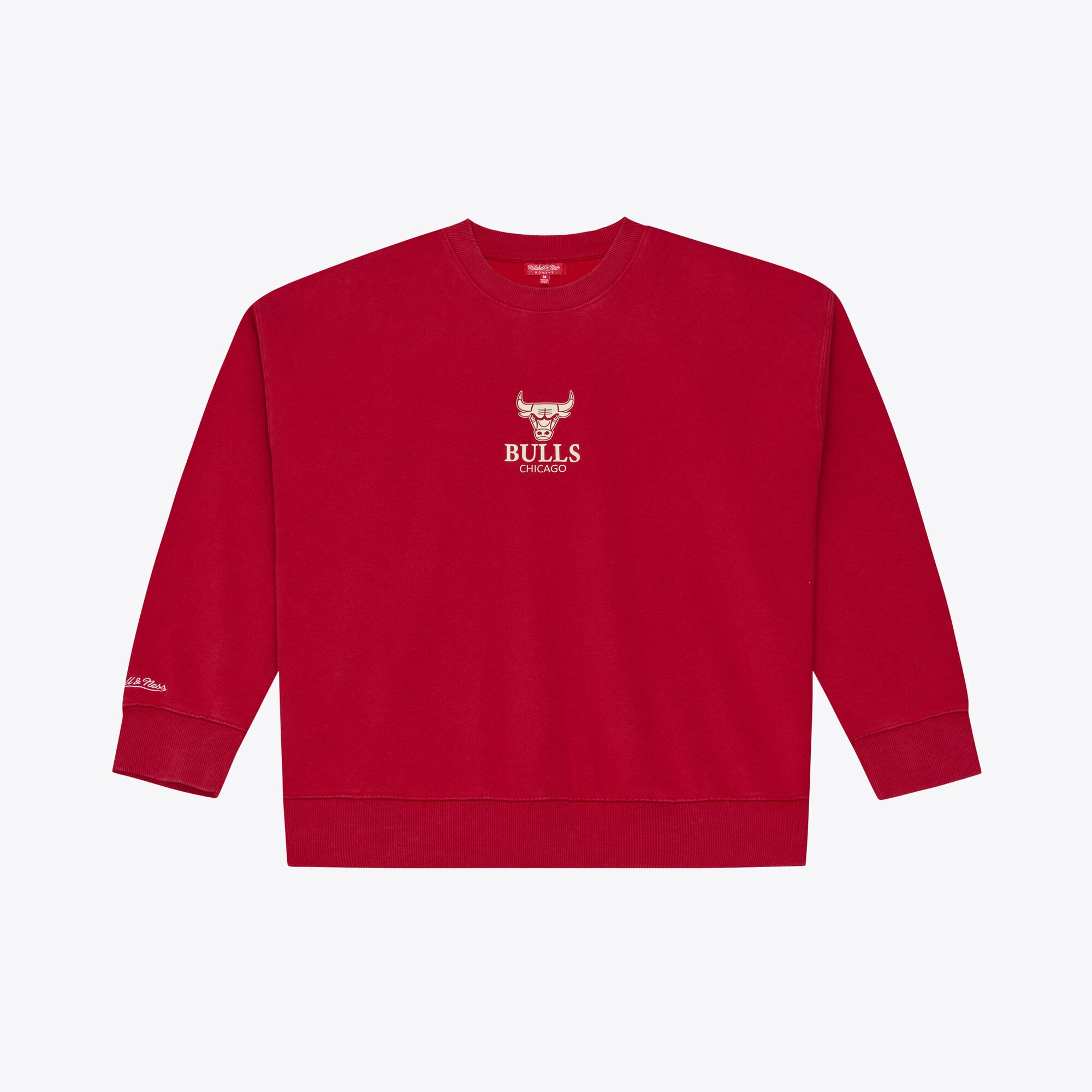 Women's Mitchell & Ness  Red Chicago Bulls Core Essentials Micro Logo Fleece Sweatshirt
