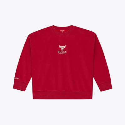  Chicago Bulls Mitchell & Ness Women's Core Essentials Micro Logo Fleece Sweatshirt - Red