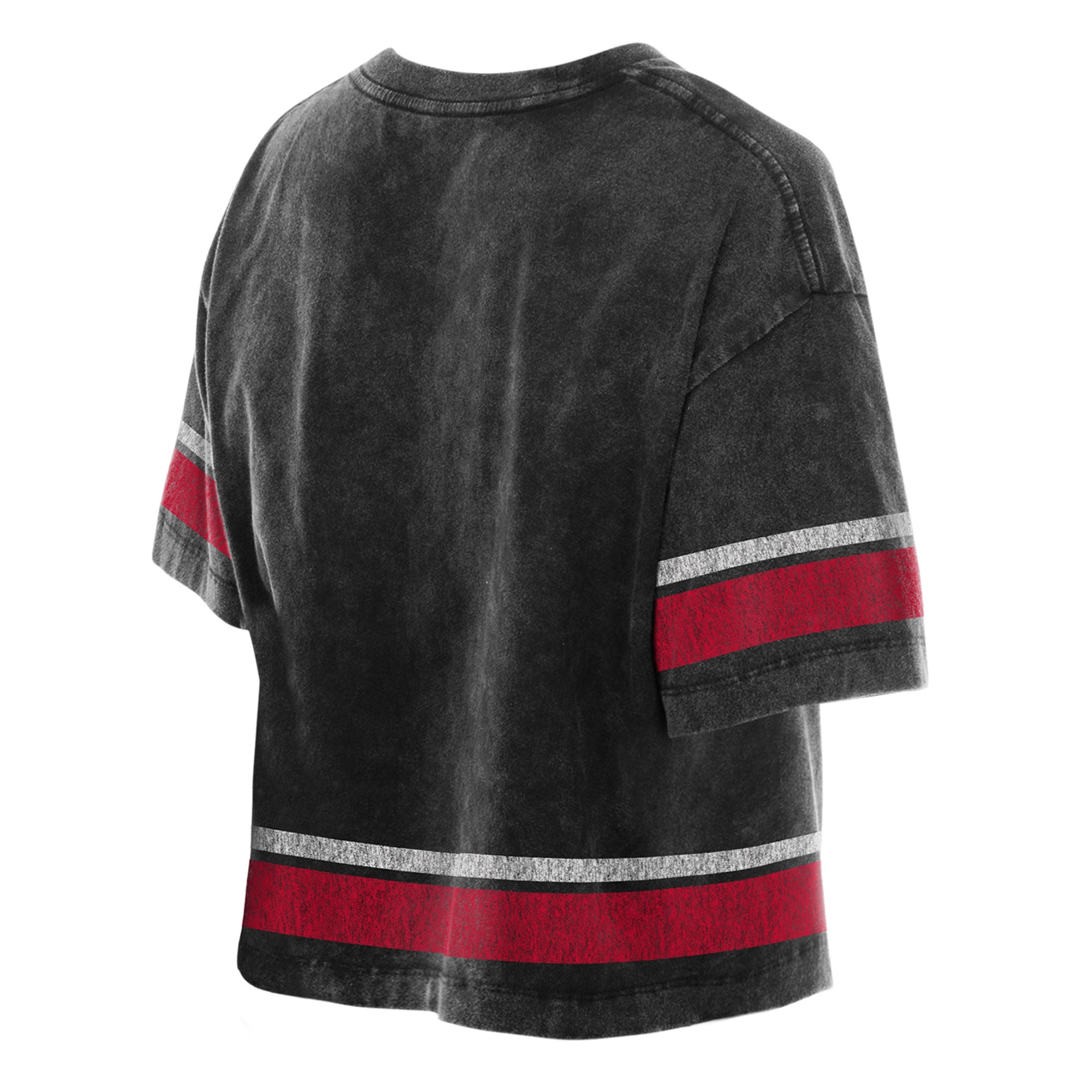 T-shirt court New Era Chicago Bulls noir pour femme, coupe carrée, délavage minéral