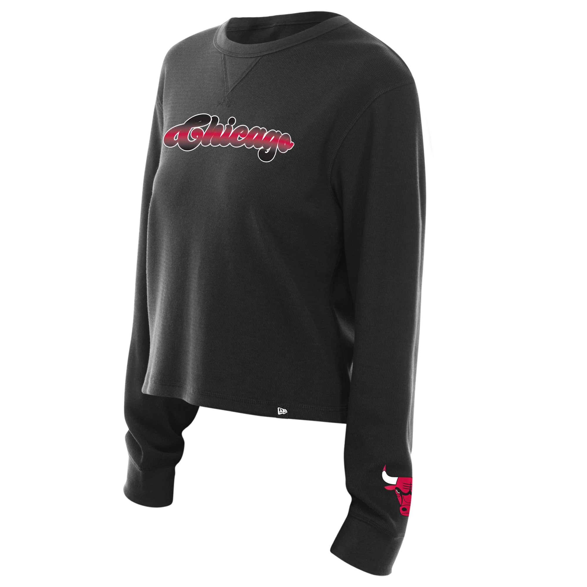 T-shirt thermique à manches longues New Era noir Chicago Bulls pour femme