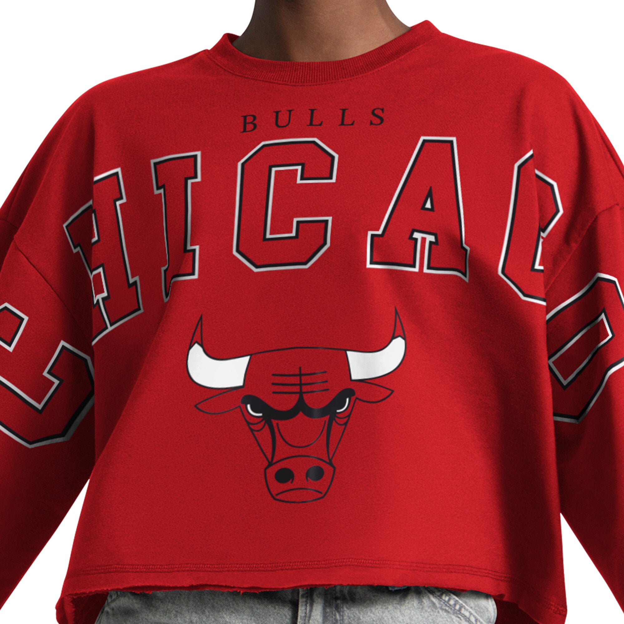 Sweat-shirt court Starter rouge Chicago Bulls pour femmes
