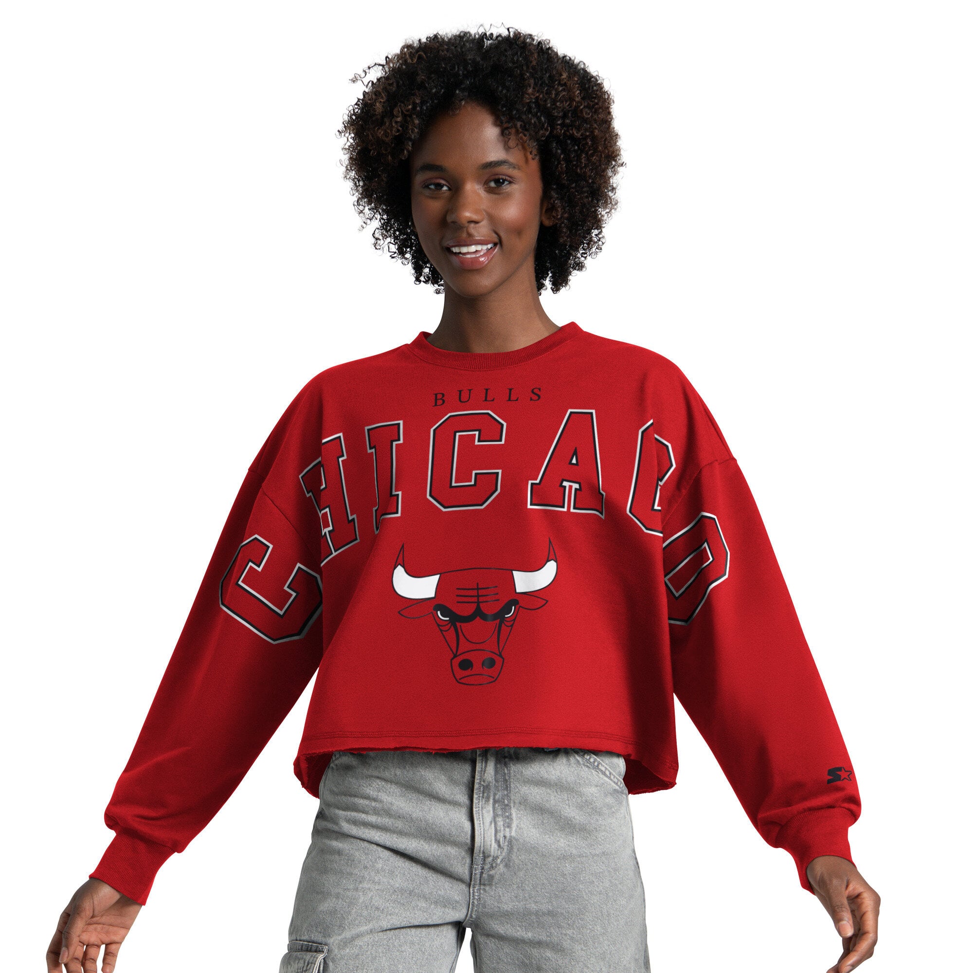 Sweat-shirt court Starter rouge Chicago Bulls pour femmes