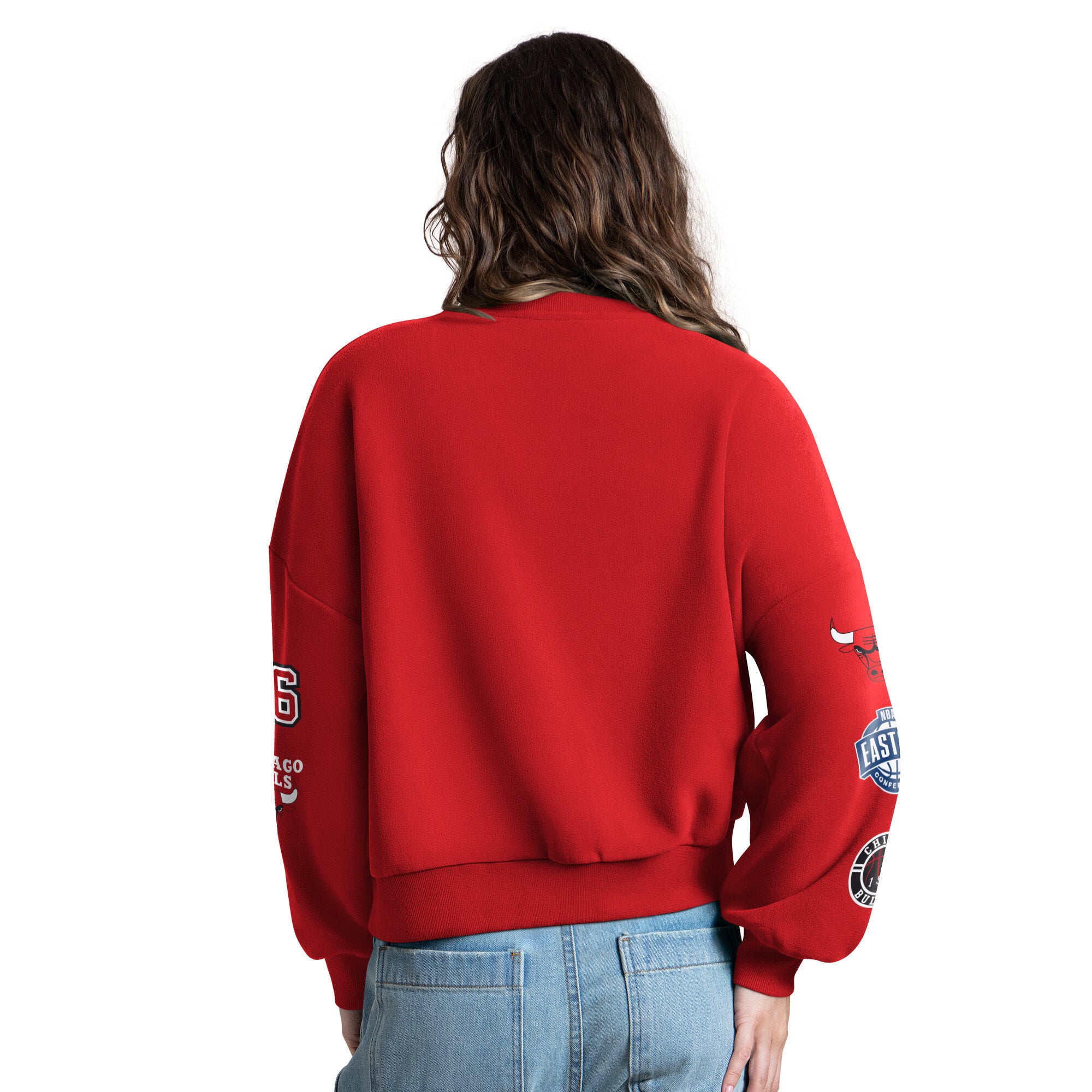 Sweat-shirt Starter rouge pour femme, modèle Chicago Bulls.