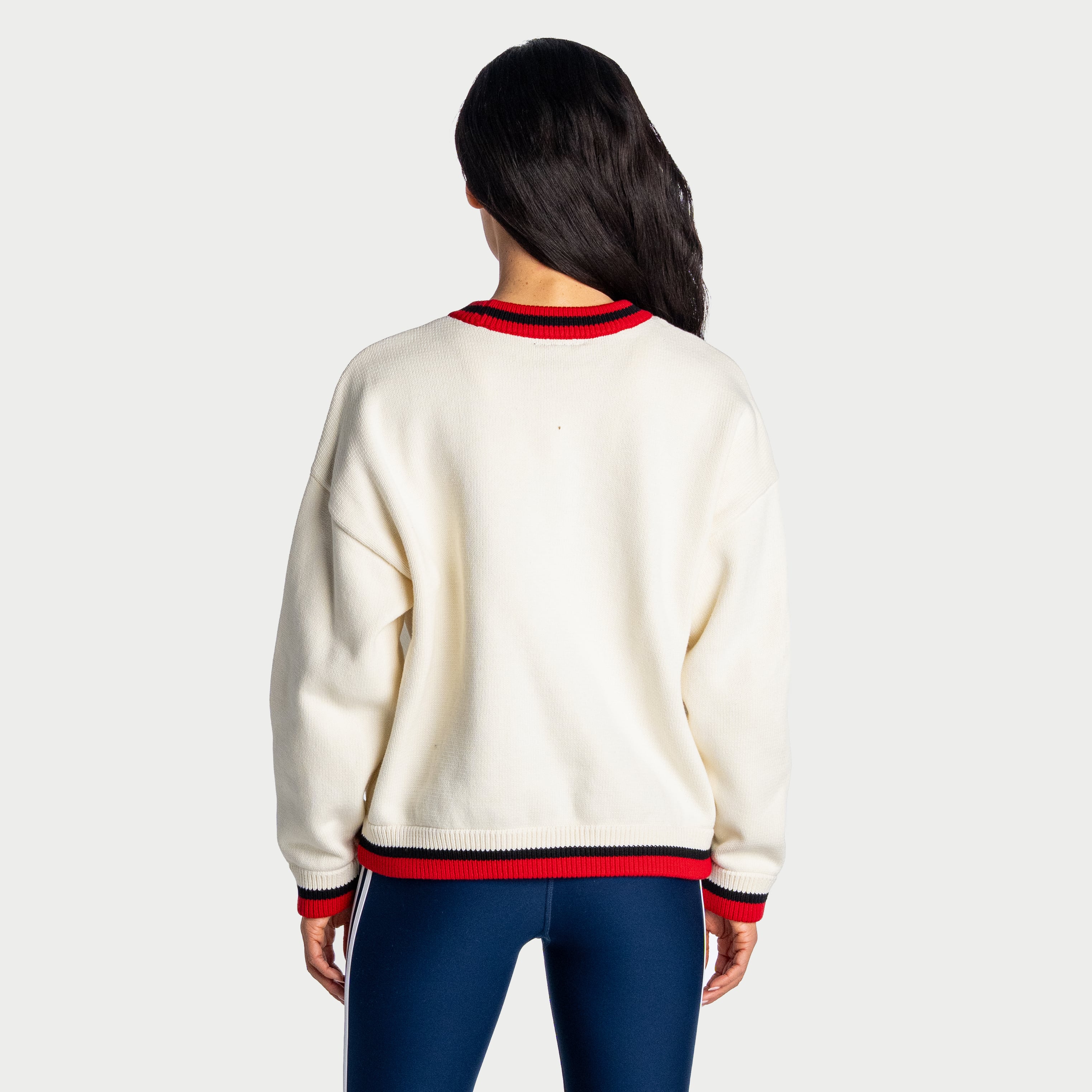 Pull jacquard à col rond crème Chicago Bulls de The Wild Collective pour femme