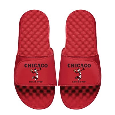  Chicago Bulls ISlide Youth Life Is Good Slide Sandals - Red