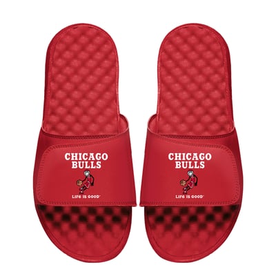  Chicago Bulls ISlide Youth Life Is Good Slide Sandals - Red