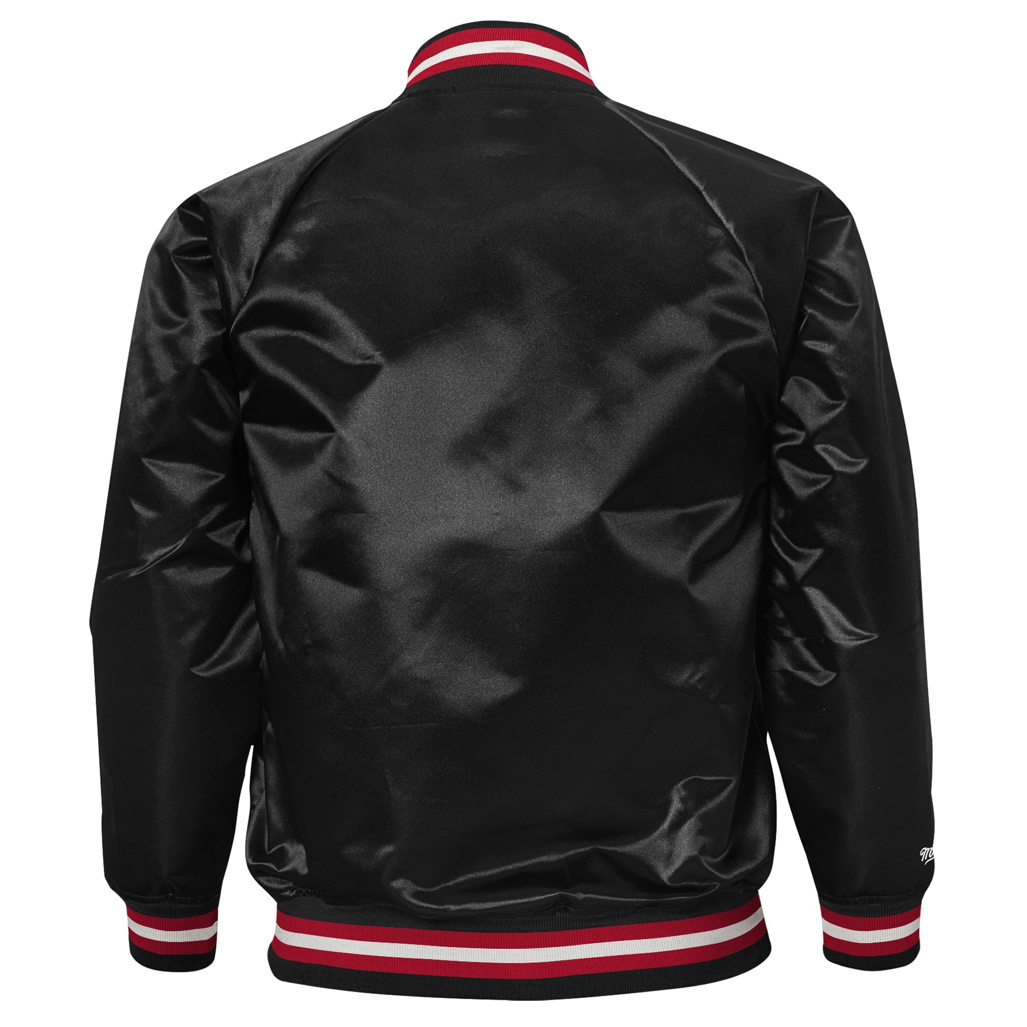 Youth Mitchell & Ness Black Chicago Bulls Lightweight Satin Raglan Full-Snap Jacket