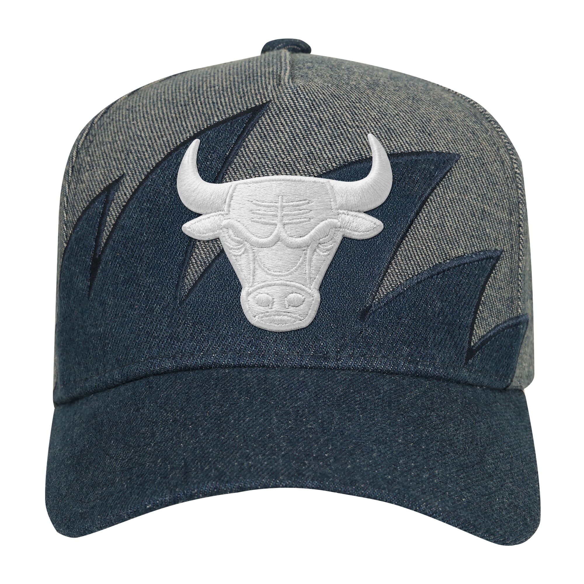 Youth Mitchell & Ness Denim/Gray Chicago Bulls Sharktooth Pro Pinch Snapback Hat