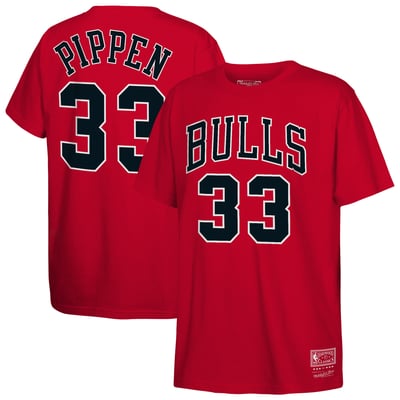 Scottie Pippen Chicago Bulls Mitchell & Ness Youth Hardwood Classics Name & Number T-Shirt - Red