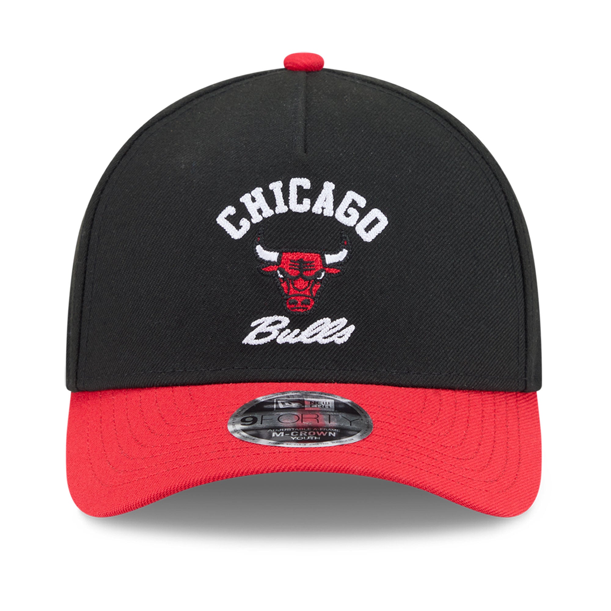 Youth New Era Black/Red Chicago Bulls Arch 9FORTY A-Frame M-Crown Adjustable Hat