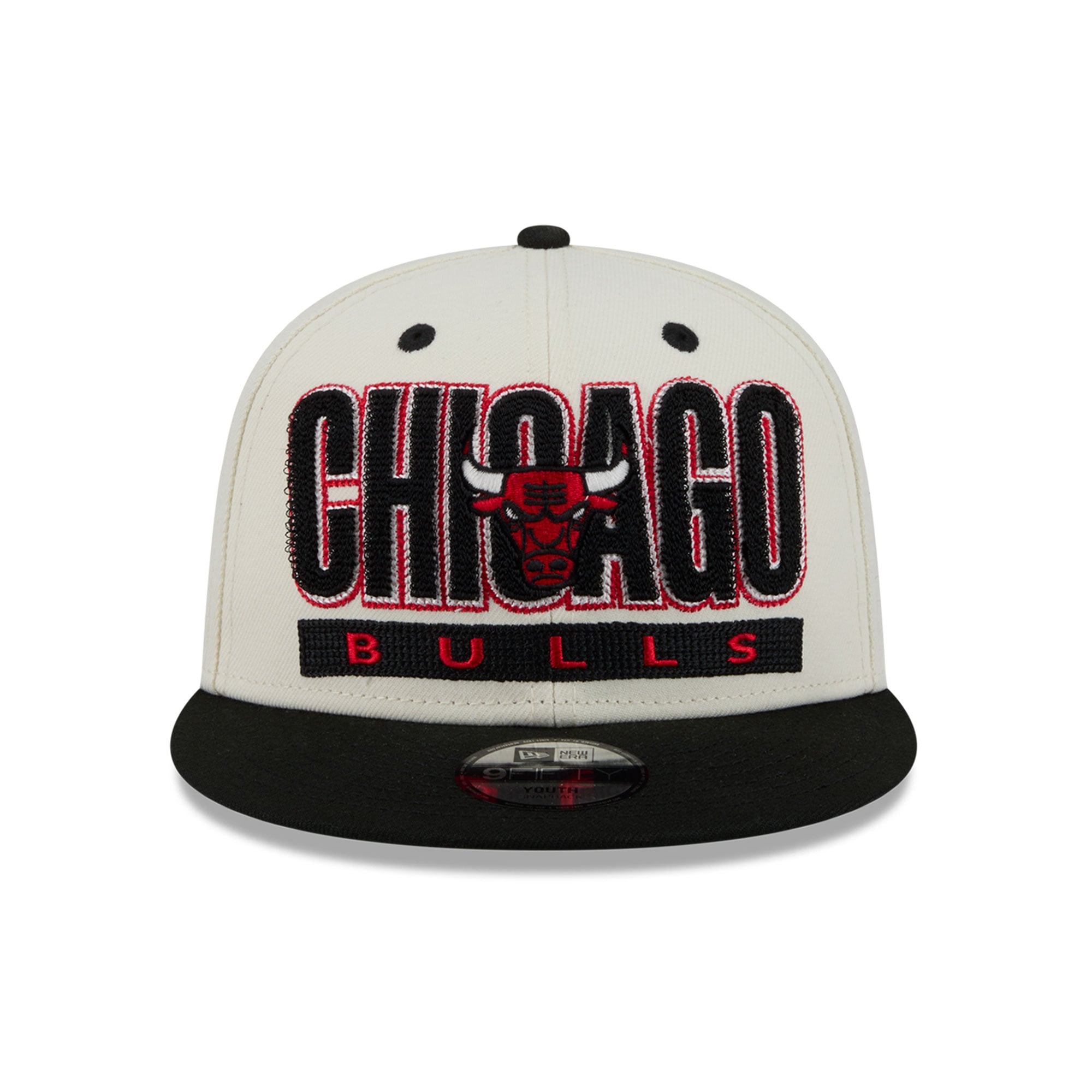 Casquette snapback New Era Classic 9FIFTY crème/noire pour jeunes Chicago Bulls