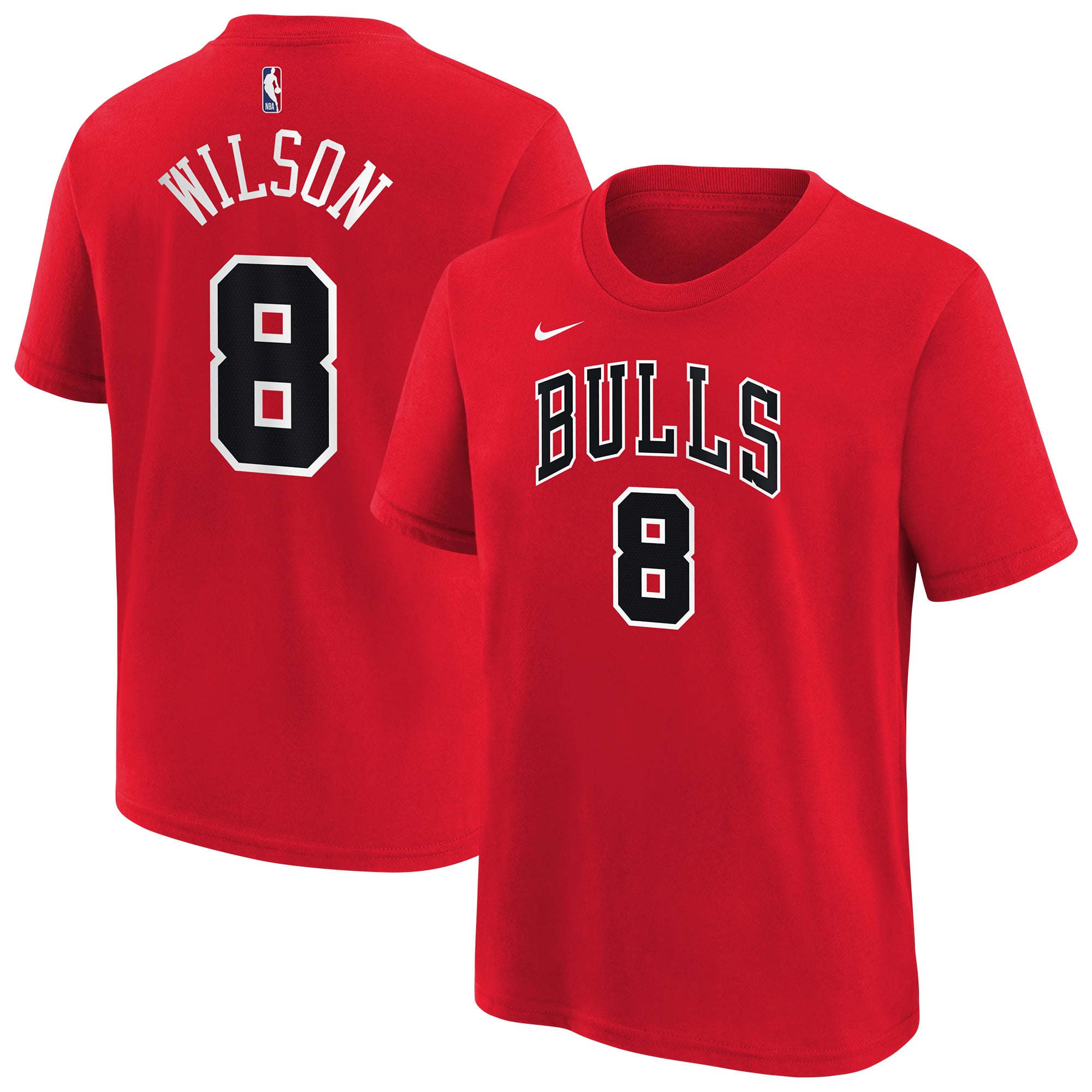 Youth Nike Caleb Wilson Red Chicago Bulls Icon Name & Number T-Shirt