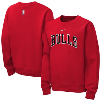  Chicago Bulls Nike Youth Essential Club Wordmark Crewneck Sweatshirt - Red