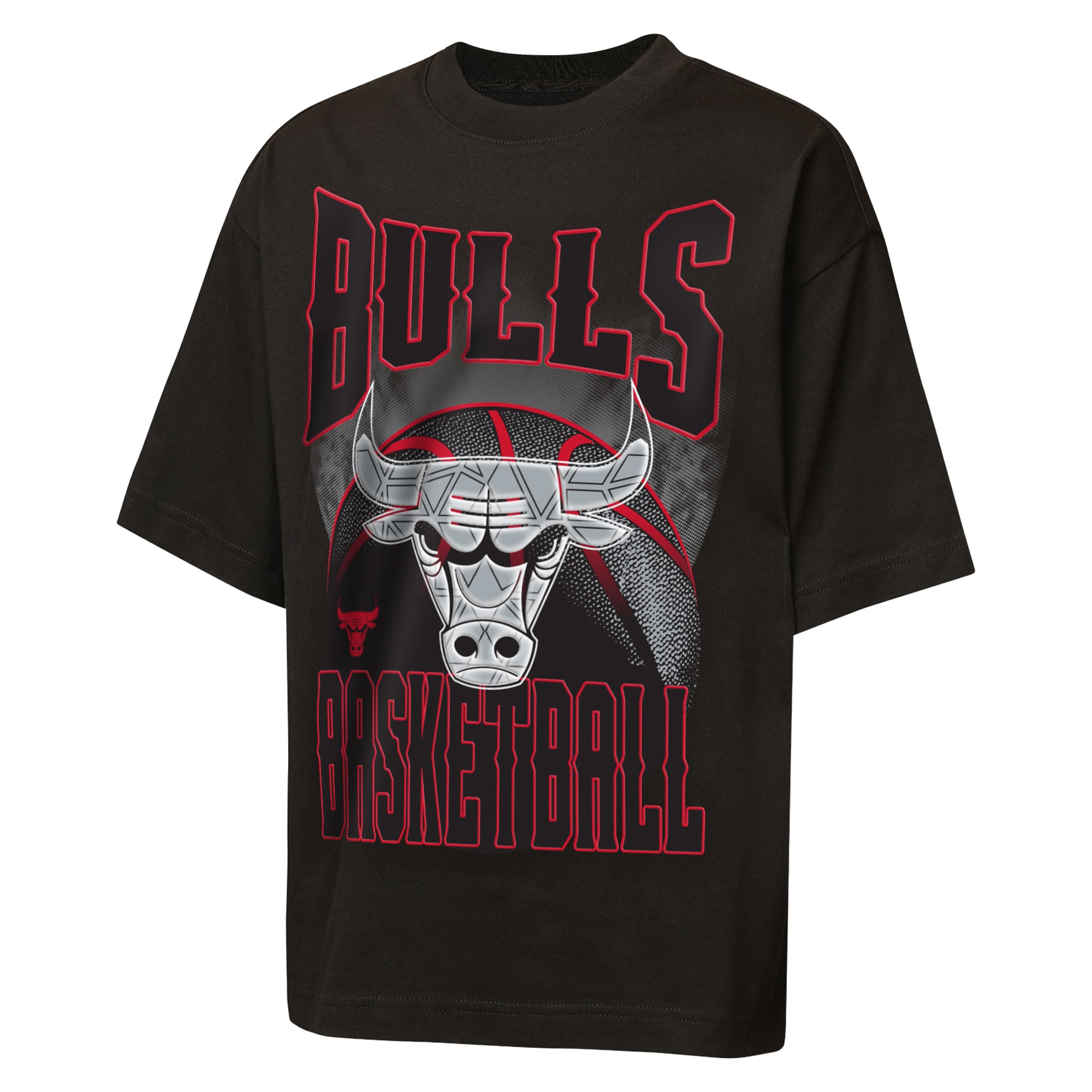 T-shirt oversize tendance Chicago Bulls noirs pour jeunes de la marque Outerstuff