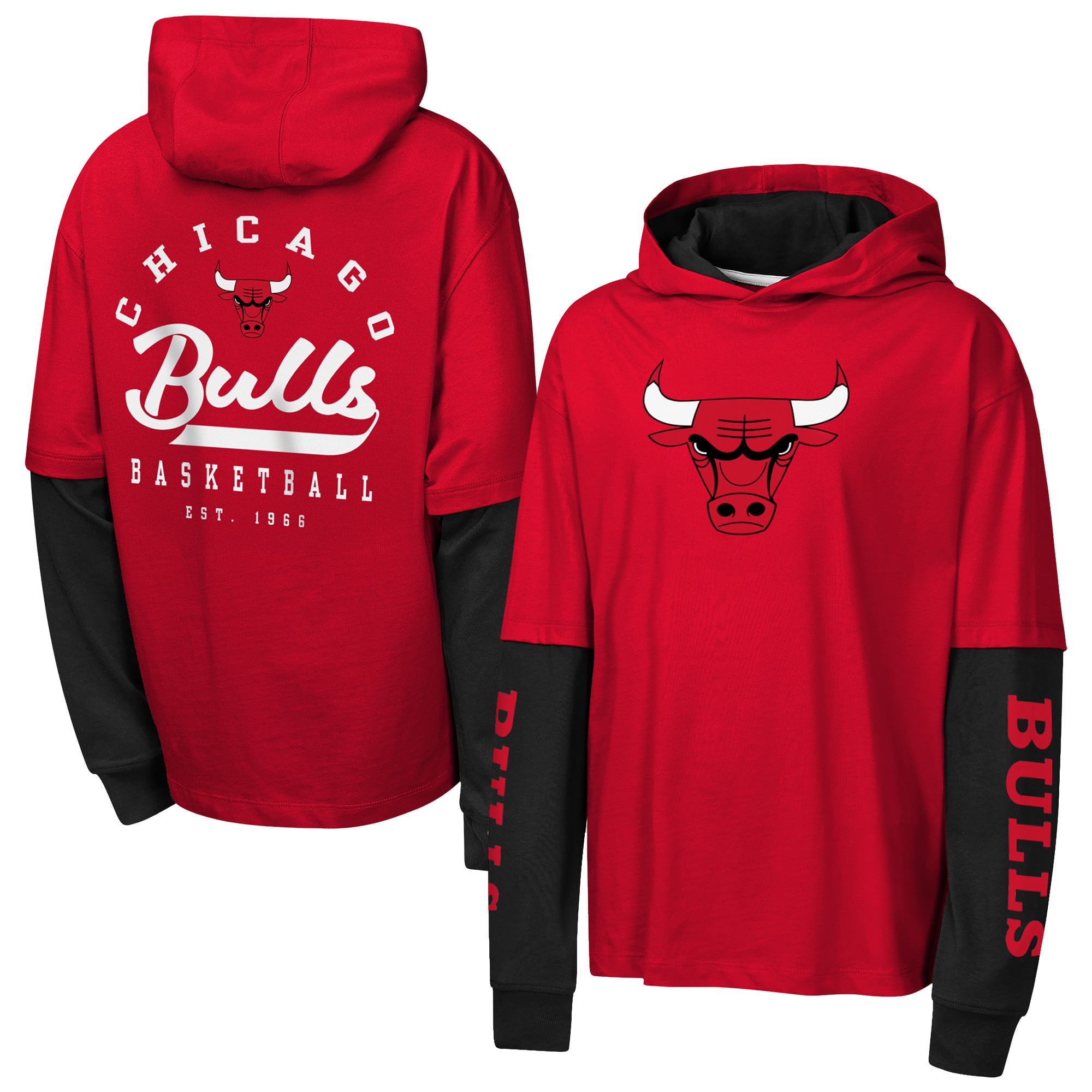 T-shirt à capuche oversize en faux nickel rouge Chicago Bulls pour jeunes Outerstuff