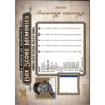2008 UD A Piece of History Box Score Memories Jersey Gold #BSM11 Aramis Ramirez