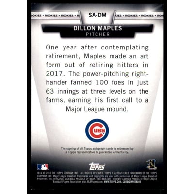 2018 Topps Salute Autographs #SADM Dillon Maples S2