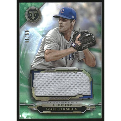 2019 Topps Triple Threads Single Jumbo Relics Emerald #SJRCH2 Cole Hamels