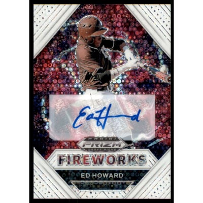 2020 Panini Prizm Draft Picks Fireworks Autographs Prizms White Donut Circles #5 Ed Howard/50