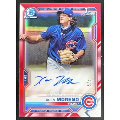 2021 Bowman Chrome Prospect Red #CPA-KMO Koen Moreno RC Auto /5