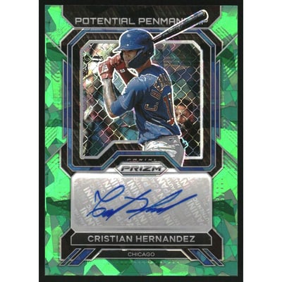 2023 Panini Prizm Potential Penmanship Prizms Green Ice #16 Cristian Hernandez